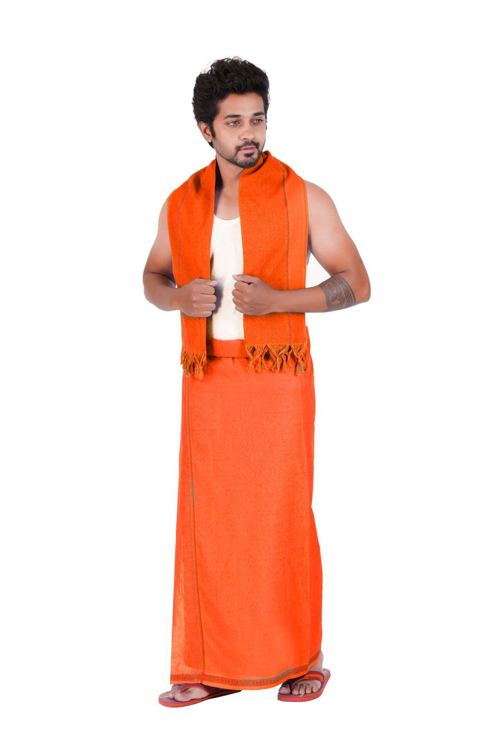 Prakasam Cotton MenS Pure Cotton Colour Dhoti (1.26X1.90Mtrs) With Matching Towel (0.74X1.50Mtrs) Set