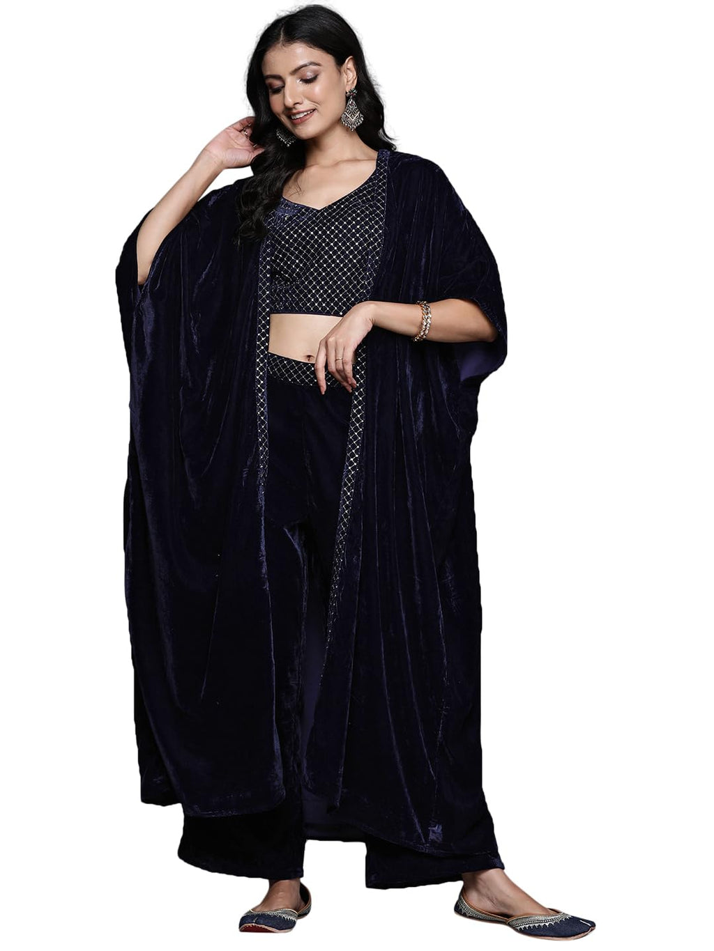 Libas Womens Solid Velvet Co-Ord Set For Women