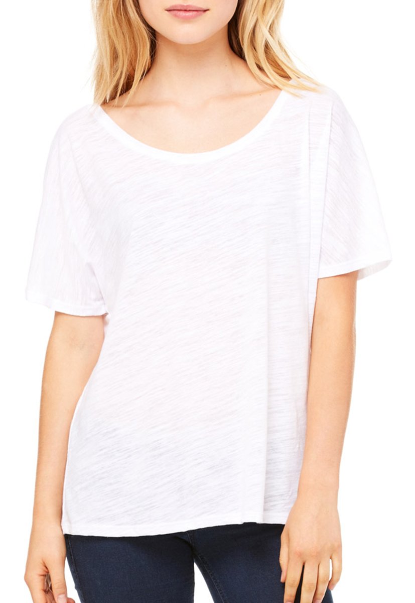 Ladies Slouchy T-Shirt - WHITE MARBLE - S(D0102H7W5LT)