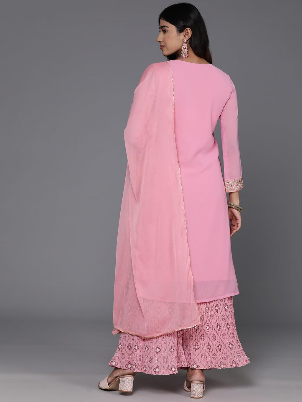 Libas WomenS Georgette Kurta Sets (48390_Pink