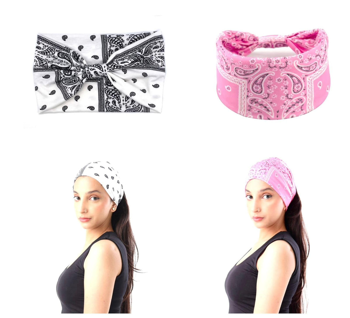Future Tabs Paisley Print Wide Bandana Knot Headband | Unisex Criss Cross Head Hair Wrap Cloth | Stretchable & Comfortable Headb 1
