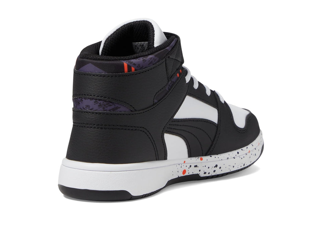 PUMA Rebound Layup Mid Hook and Loop Sneaker, White Black-Galactic Gray, 11 US Unisex Little Kid