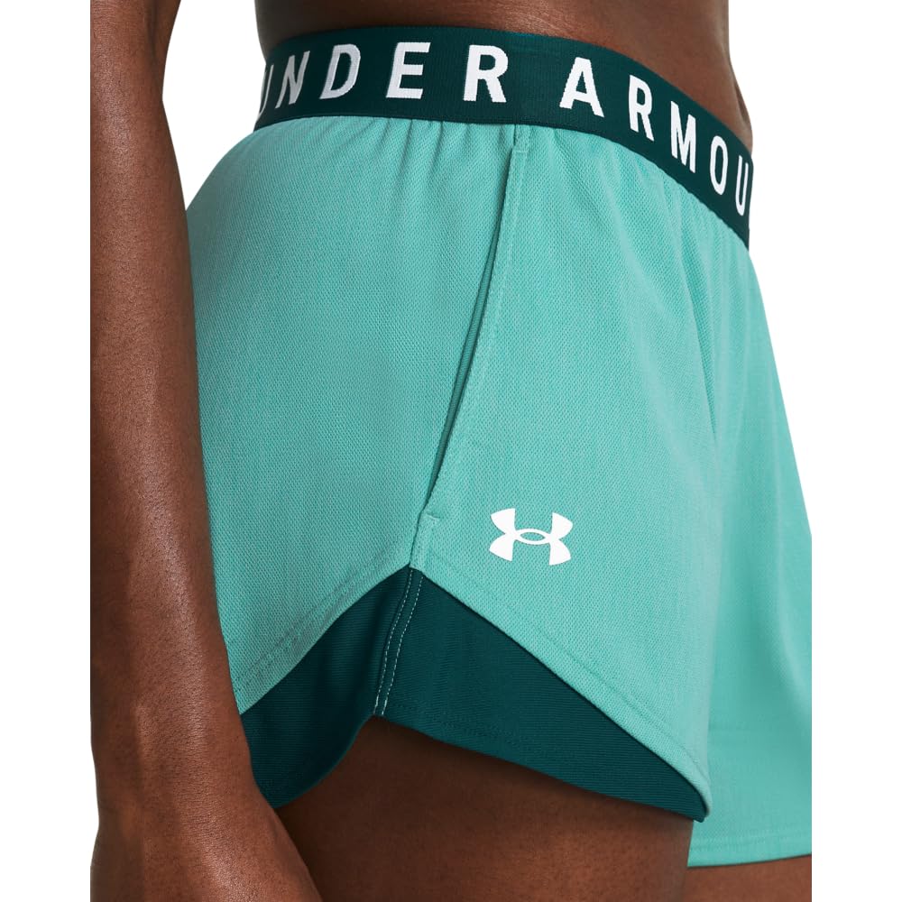 Under Armour Women's Play Up Twist 3.0 Shorts, (482) Radial Turquoise/Hydro Teal/White, X-Small