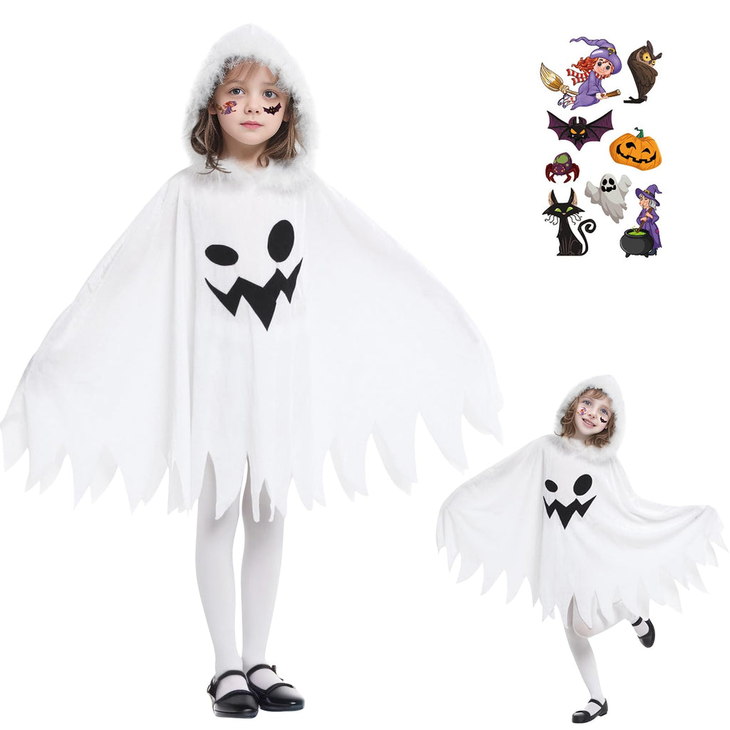 Cloudkids Girls Halloween Costumes Ghost Scary Fancy Dress 7-9 Years