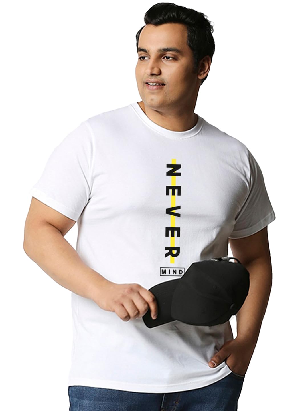 Bewakoof Mens Printed Regular Fit Half Sleeve Round Neck Cotton Plus Size T-Shirt_340238_White_6XL