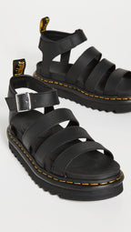 Dr. Martens Women's Blaire Fisherman Sandal, Black Hydro Leather,