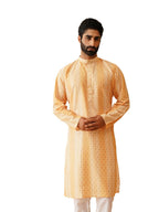 SOJANYA (Since 1958 Mens Cotton Silk Wove Design Mustard Long Kurta