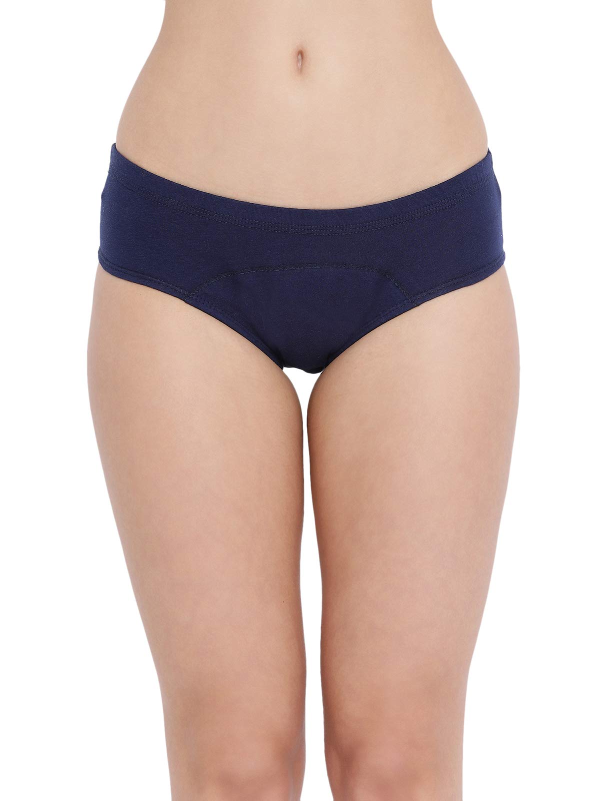 Clovia Womens Cotton Medium Waist Outer Elastic Hipster Panty (PN2604P08_Blue_XL)