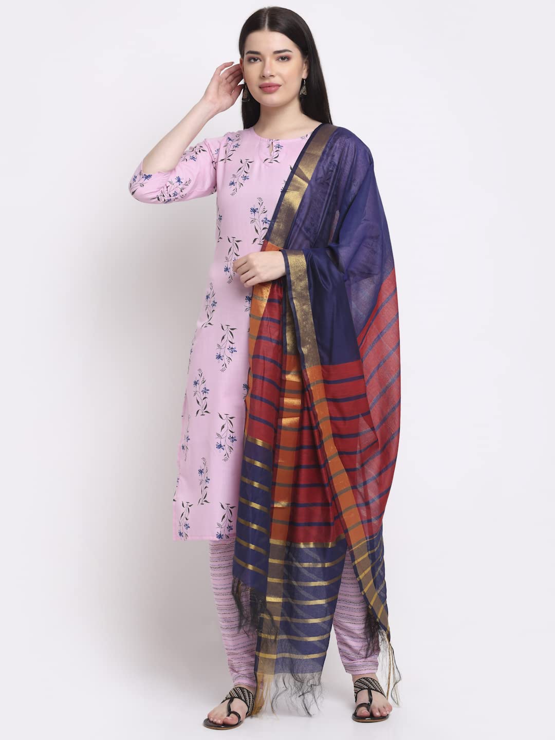 Anni Designer Women'S Cotton Straight Kurta With Palazzo & Dupatta (Kpzd-Cot-10010-Pink)