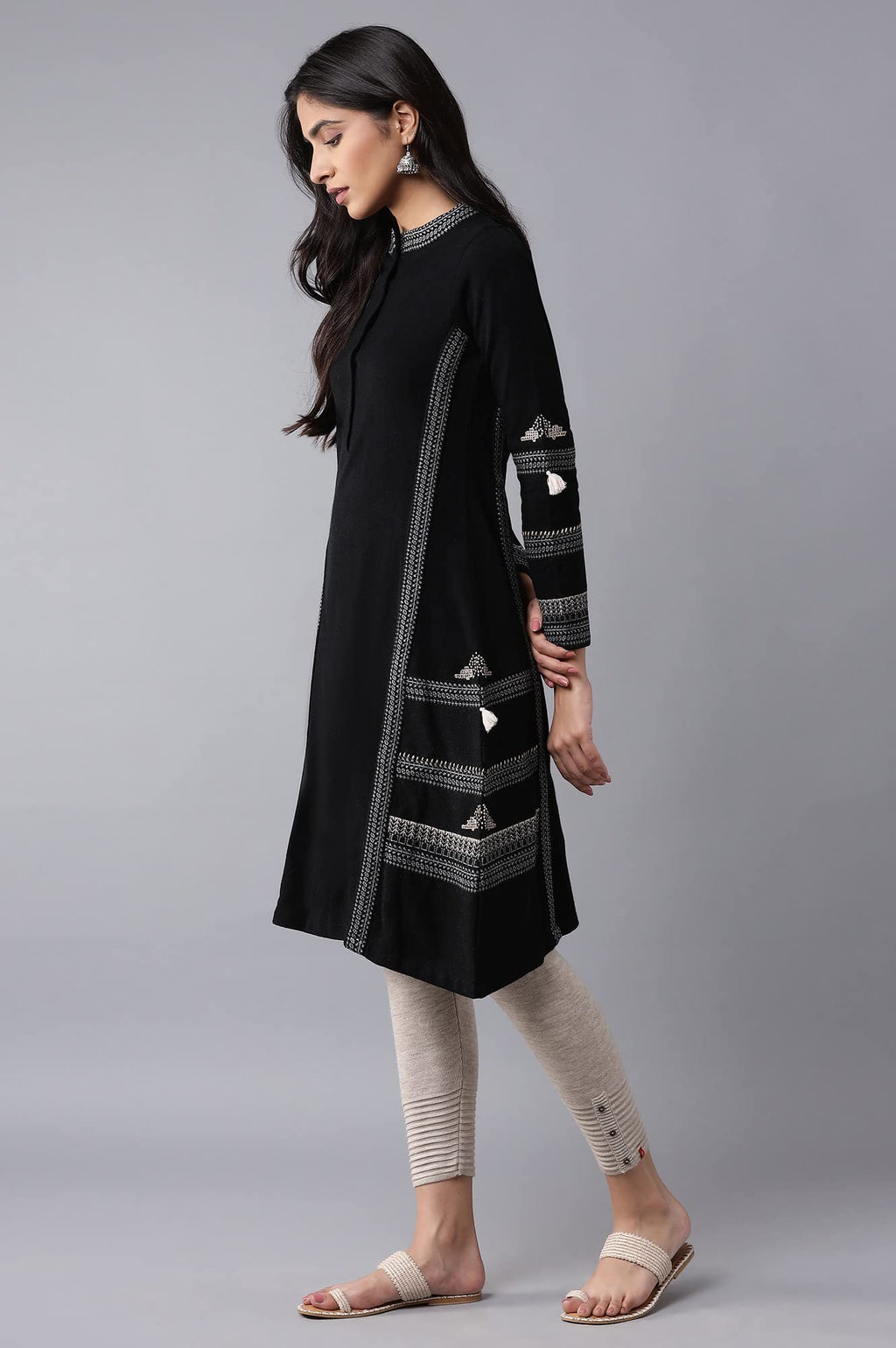 W For Woman Acrylic Women A-Line Winter Regular Kurta