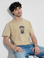 The Souled Store Golmaal 3: Vasooli Bhai Men and Boys Short Sleeves Round Neck Beige Graphic Printed Cotton Relaxed Fit T-Shirts