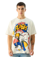 The Souled Store Official Naruto: Yellow Flash White Anime Graphic Printed Cotton Oversized T-Shirts for Men and Boys - Embrace 