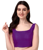 Pujia Mills Womens Deep Neck Silk Sleeveless Readymade Blouse (Sando_Purple_38)