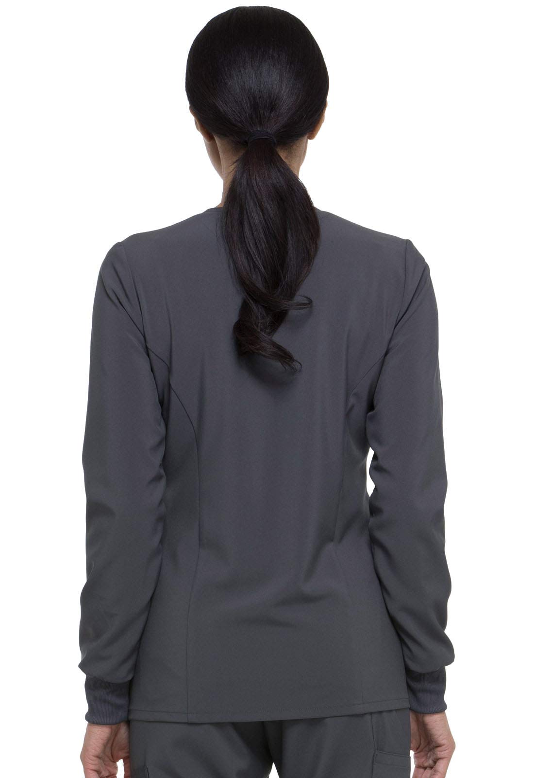 Dickies Scrub Jackets For Woman Snap Front Warm-up Jacket With 2 Pockets - DK305, L, Pewter