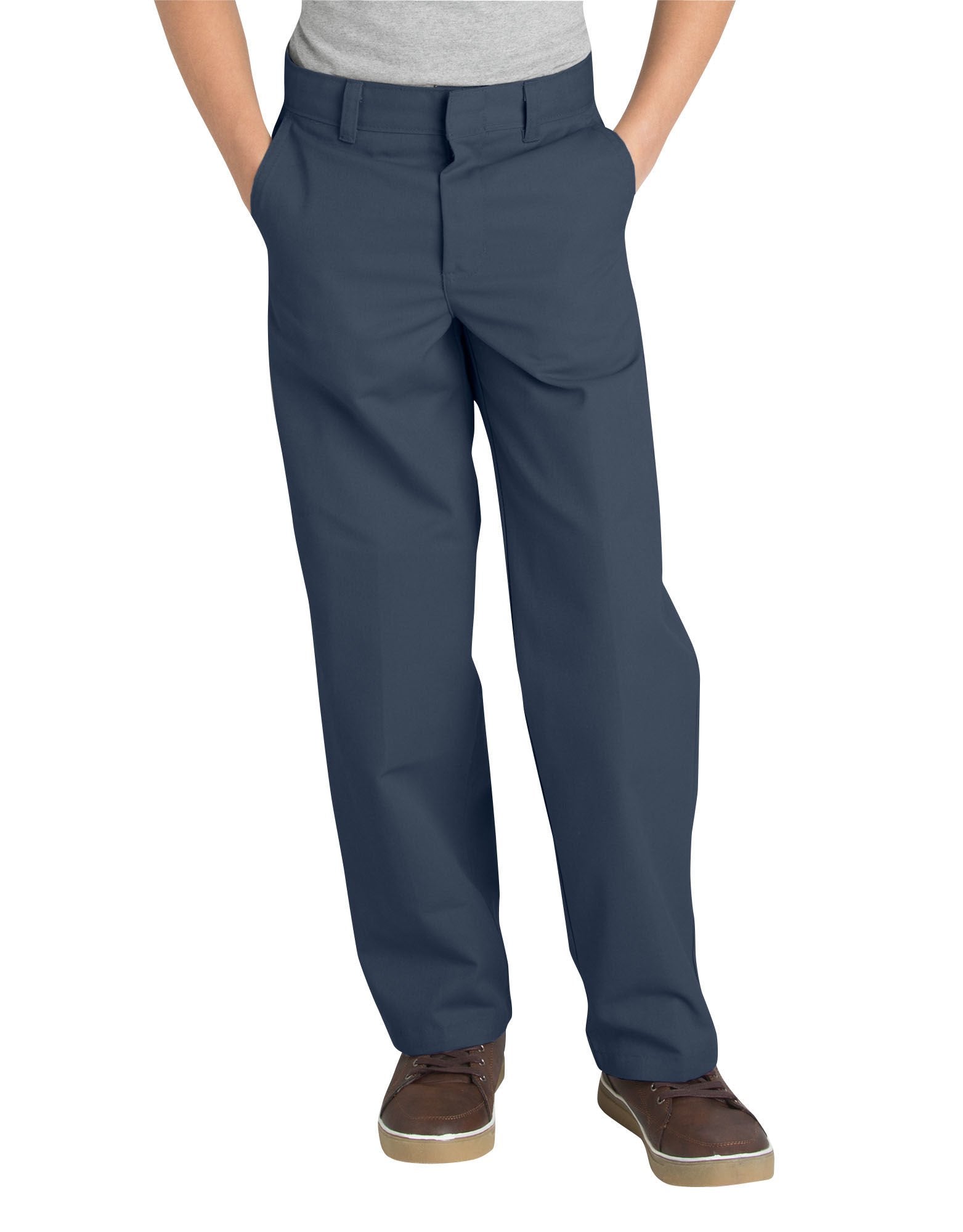 Dickies Big Boys' Flex Waist Flat Front Pant, Dark Navy, 8 Husky