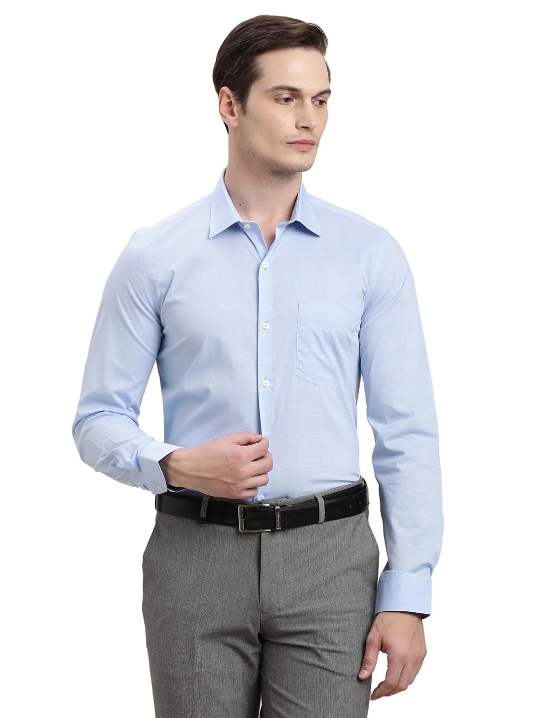 Turtle Men Light Blue Slim Fit Checkered Cotton Nylon Stretch_Tech Pro Formal Shirt
