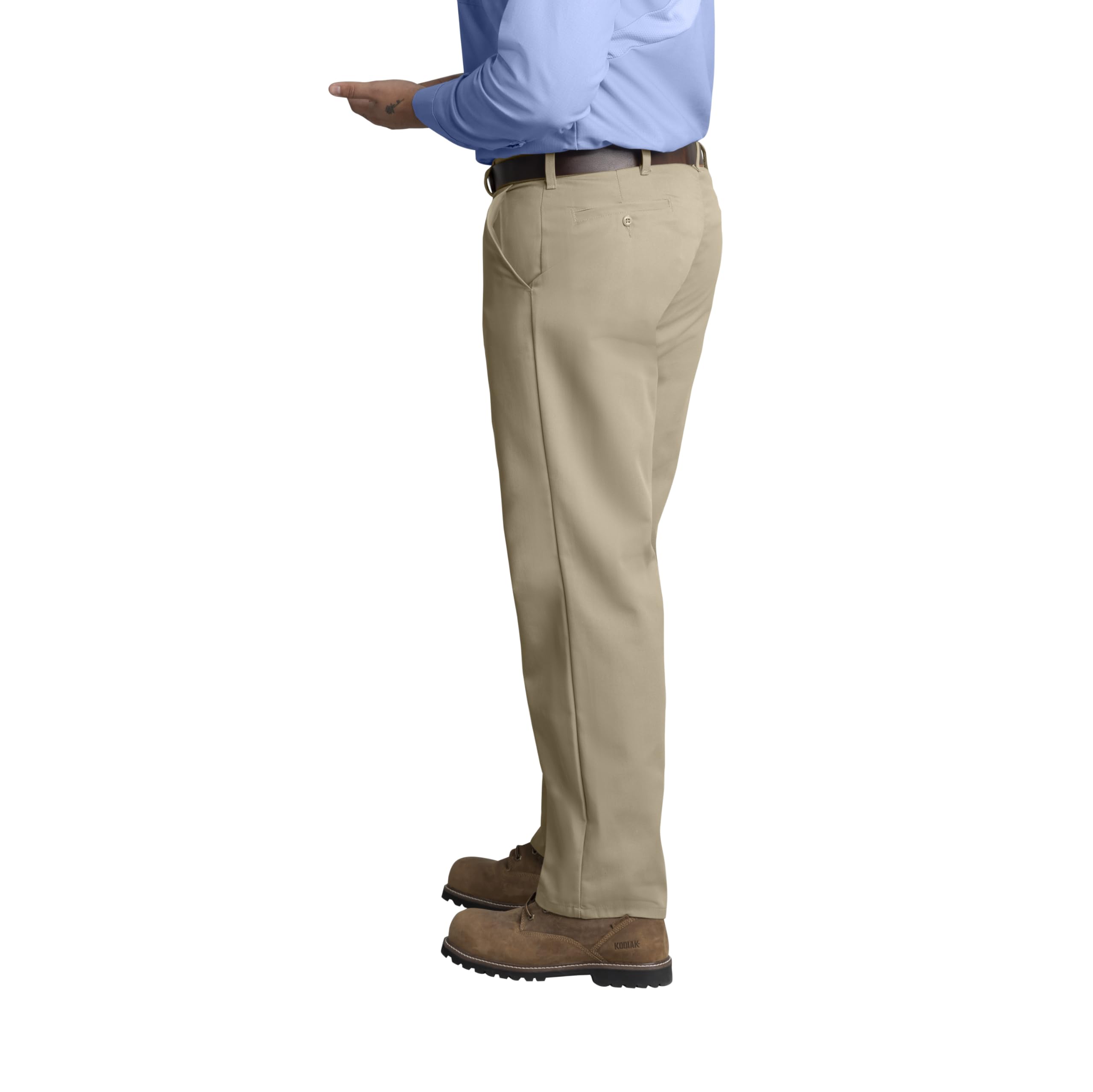Red Kap Mens Stain Resistant, Flat Front work Pants, Khaki, 44W x 30L