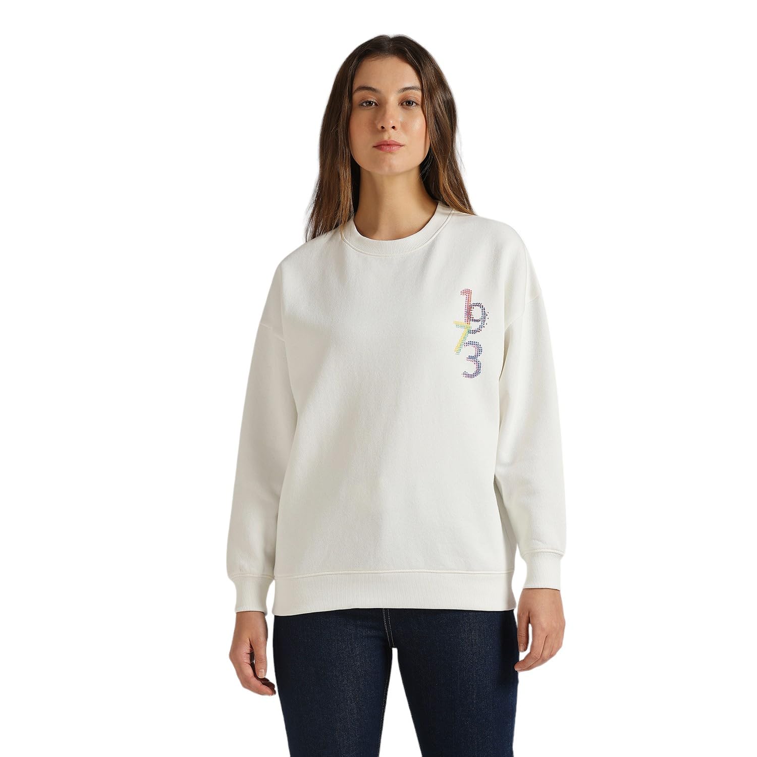 Pepe Jeans White Back Print Full Sleeve Sweatshirt