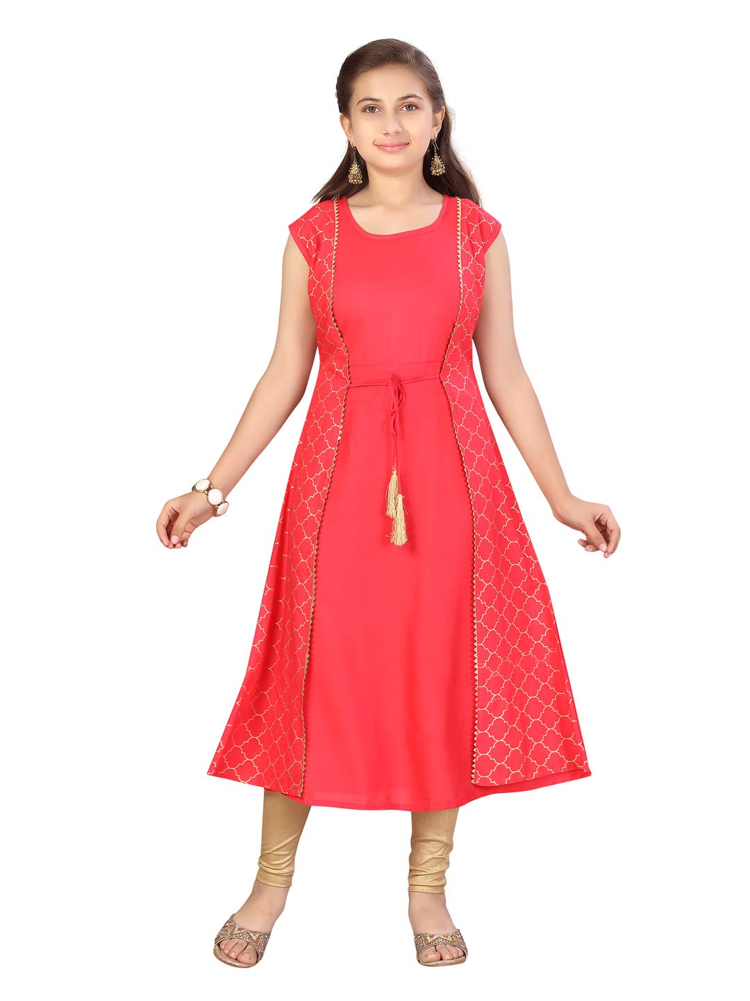 Aarika GirlS Cotton Regular Tunic Shirt (Kurti-A-133_Gajri_32)
