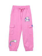 The Souled Store Hello Kitty: Unicorn Girls Drawstring Pink Printed Cotton Joggers (2-8 Yrs)