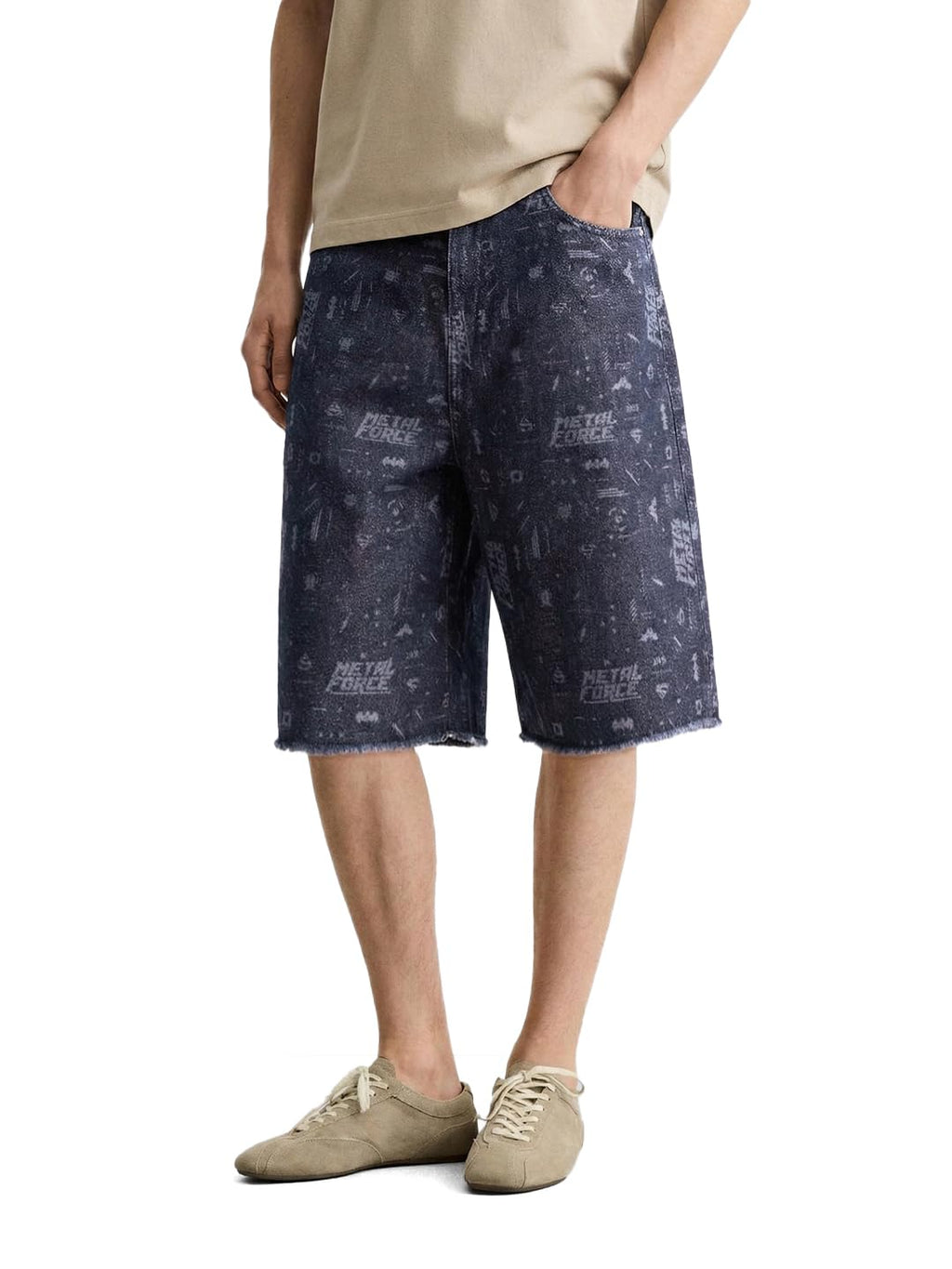 The Indian Garage Co Mens Wide Leg Mid-Rise Denim Shorts