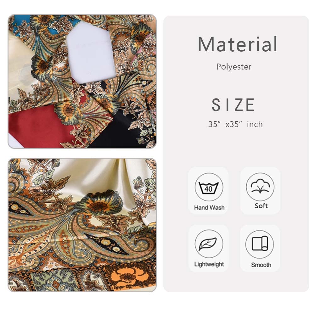 upeilxd 4Pcs Silk Head Scarves for Women Satin Hair Scarf 35   Large Square Bandana Silk Like Neck Scarf Shawl Sleeping Headscar