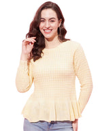 Modeve Cable Knit Round Neck Casual Women Sweater||Winterwear|| Lemon