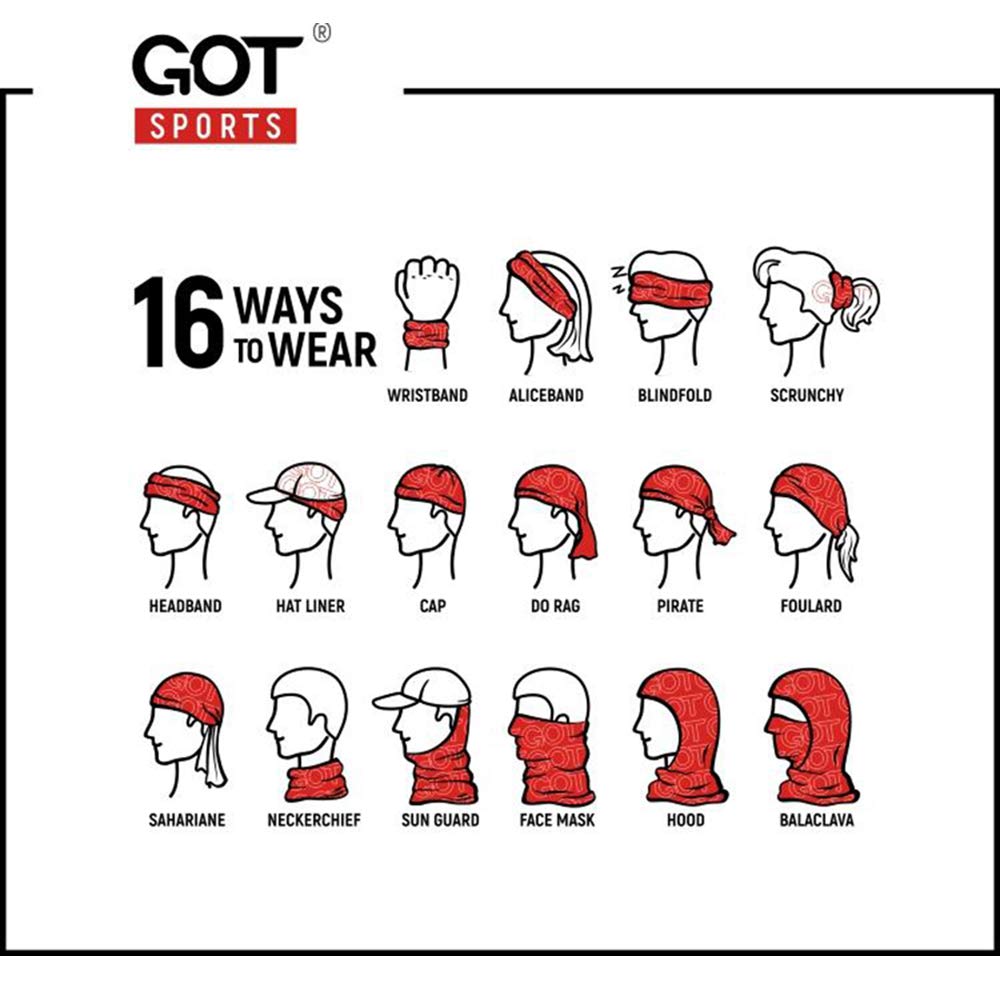 GOT Sports Tube Bandana - Neck Gaiter for Women & Men, Face Mask, Neck Wrap, Head Scarf, Curly Hair Sleep Protection - Breathabl