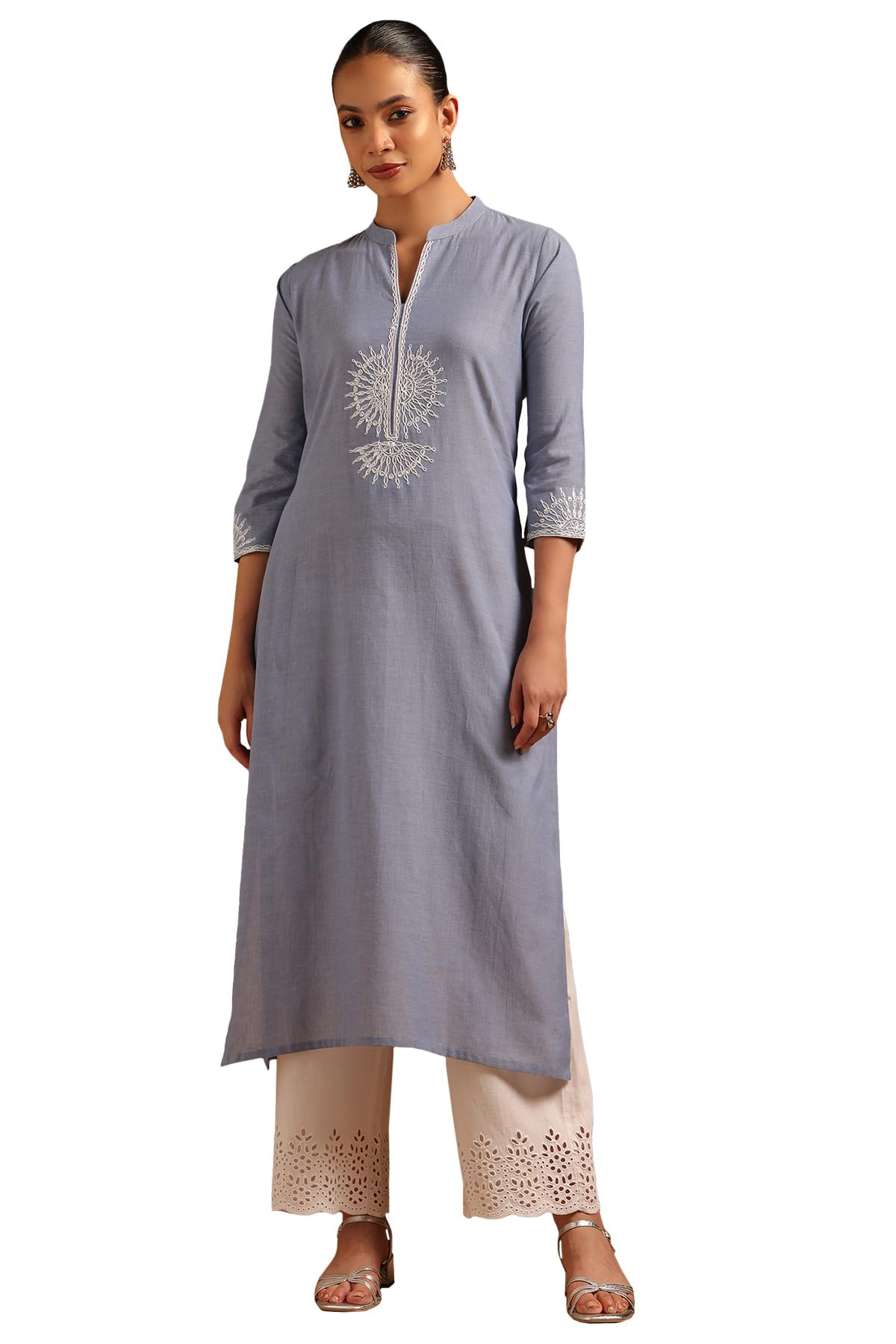 Soch Women Chambray Ethnic Motifs Kurta with Dori Embroidery Work