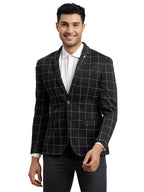 Turtle Men Knitted Checkered Dark Grey Blazer