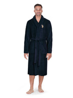 U.S. Polo Assn. Men's Bathrobe - Plush Fleece Robe with Shawl Collar, Size Large-X-Large, Maritime Blue