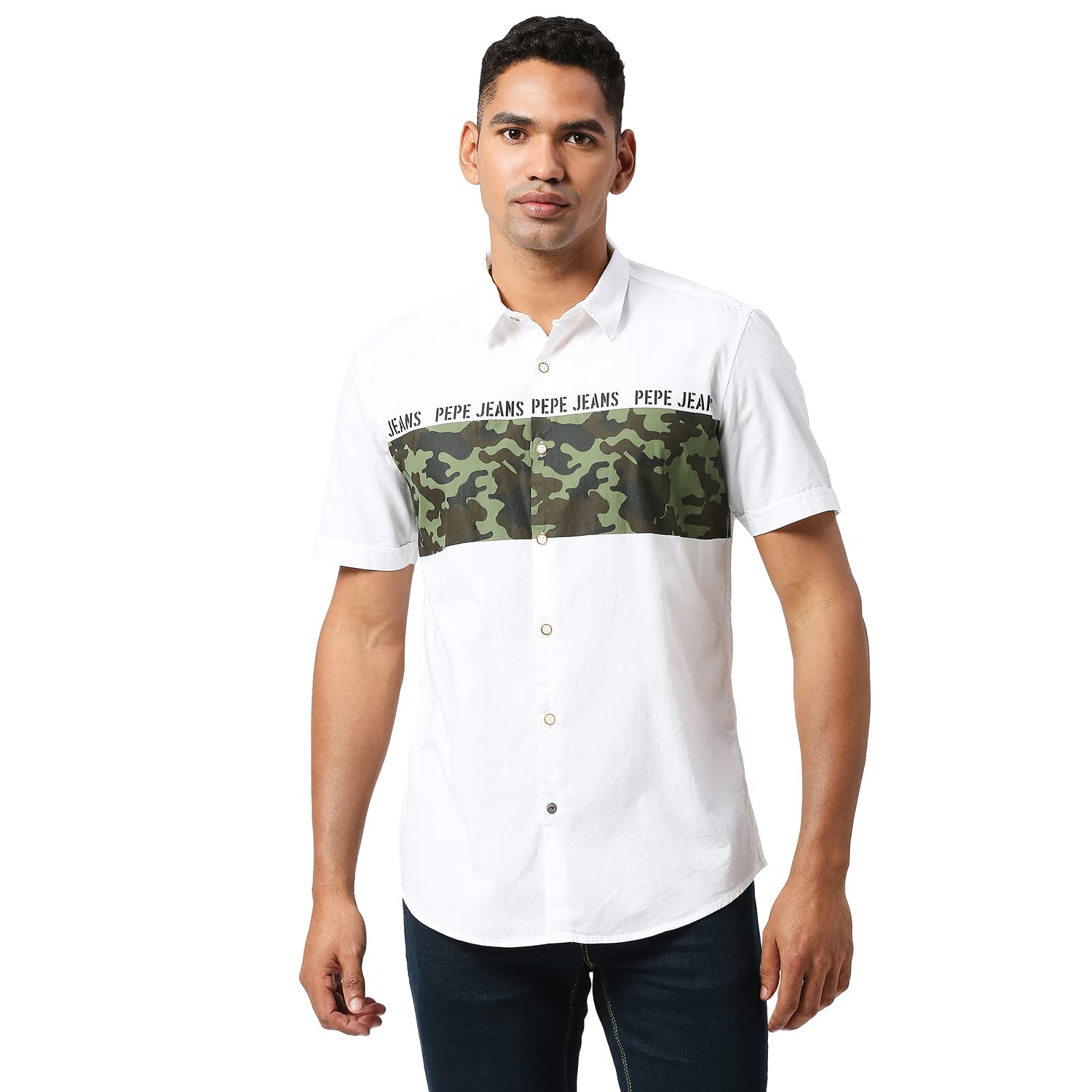 Pepe Jeans Command Sr Ss Placement Print, White, M