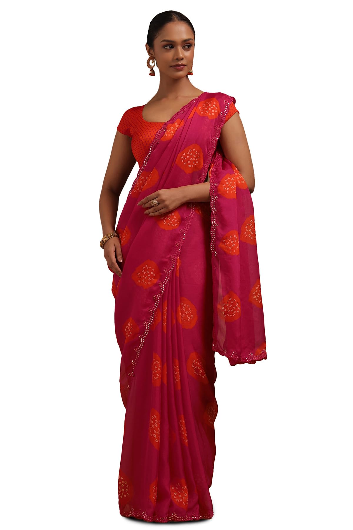 Soch Women Georgette Bandhani Print Saree