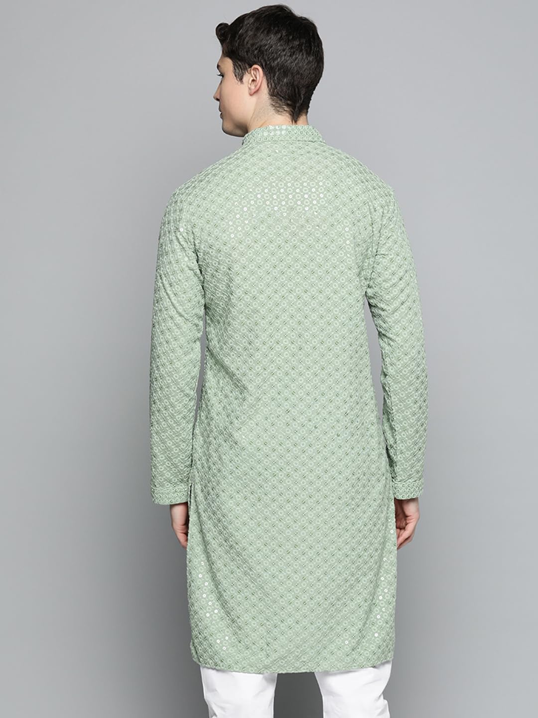 Jompers MenS Chikankari Embroidered And Sequence Kurtas