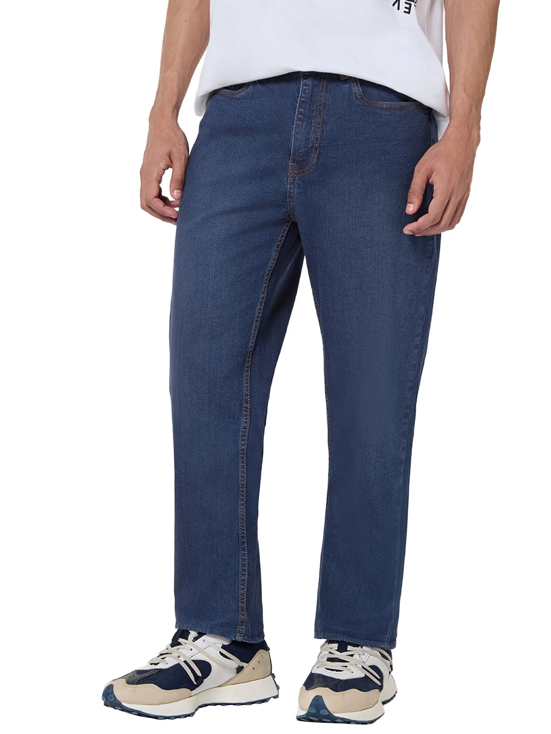 Bewakoof Mens Washed Slim Straight Fit Cotton Lycra Blend Jeans_657451_Blue_30
