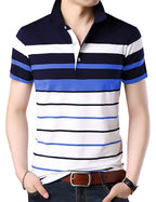 Eyebogler Mens Cotton Blend Casual Polo Neck Half Sleeve Regular Fit Striped Printed Tshirt,Men Best Tshirt, Polo Styles