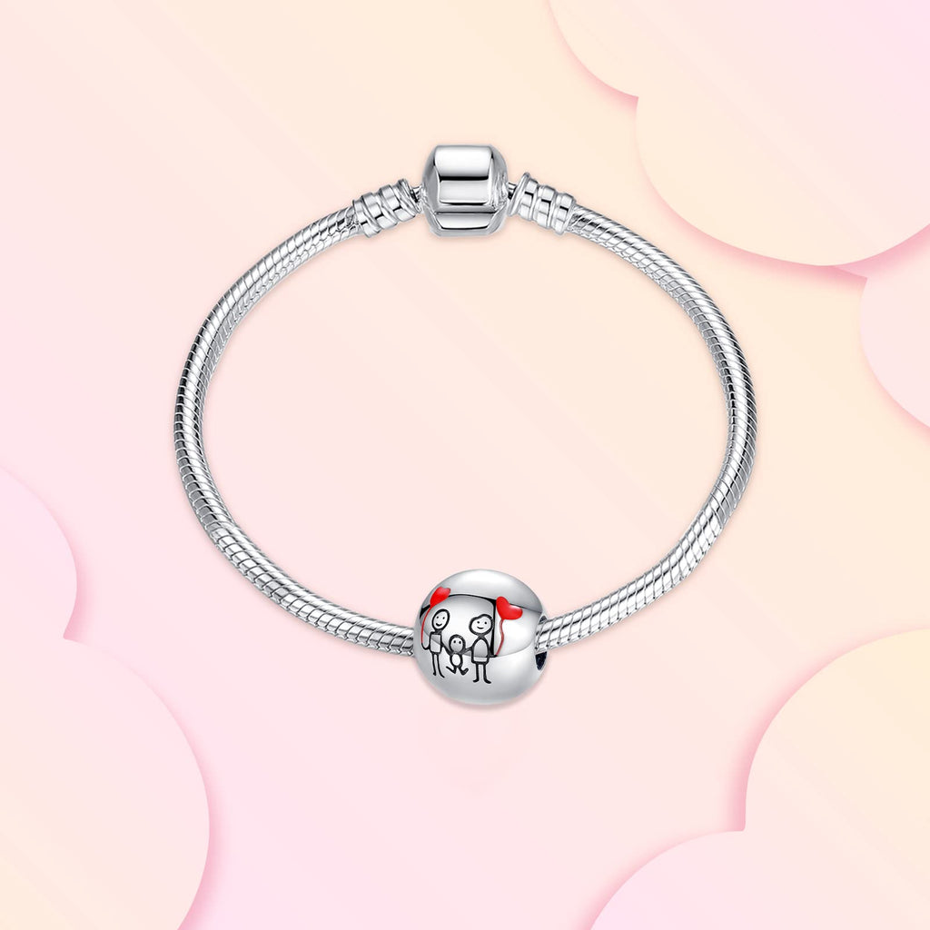 Annmors Jewelry I Love My Family Charm- 925 Sterling Silver Bead Forever Family Charms fit Women Bracelet & Necklace DIY Gifts C