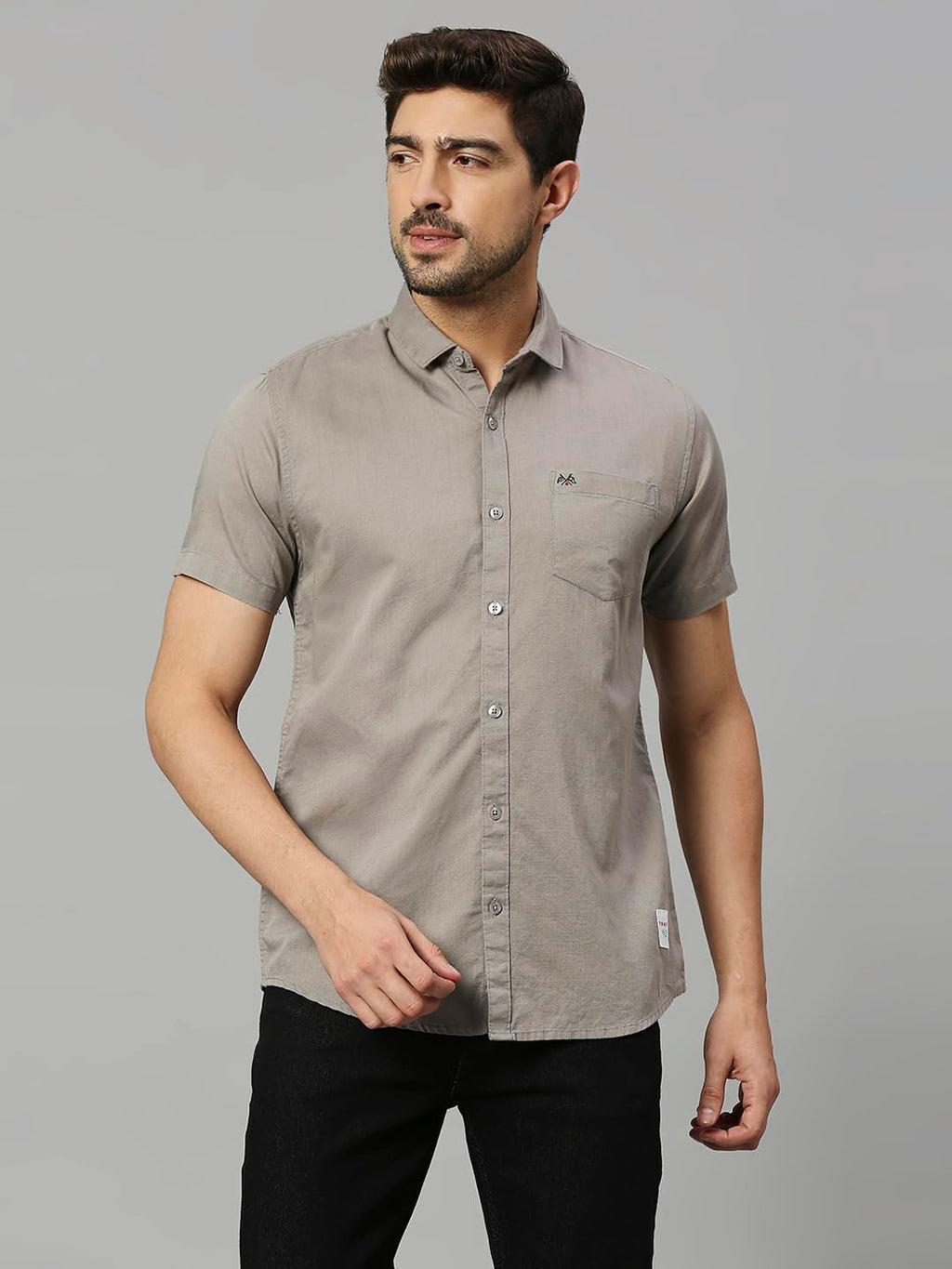 Thomas Scott Mens | Self Designed | Short Sleeves | Solid | Spread Collar | Slim Fit | Cotton Linen | Shirt | (TS1099_Seagreen_