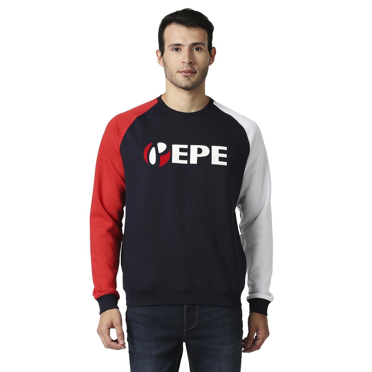Pepe Jeans Mens Lance Sr Colourblock Sweatshirt, Navy,Xl
