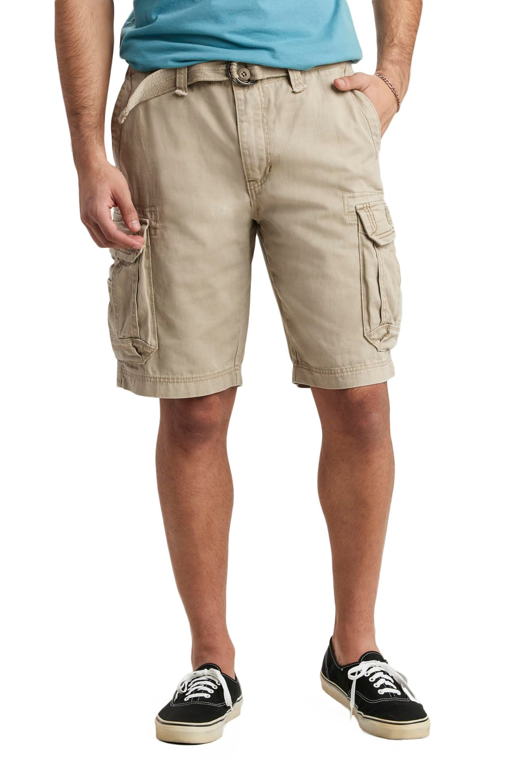Unionbay Men's Survivor Belted Cargo Short, Desert, 36
