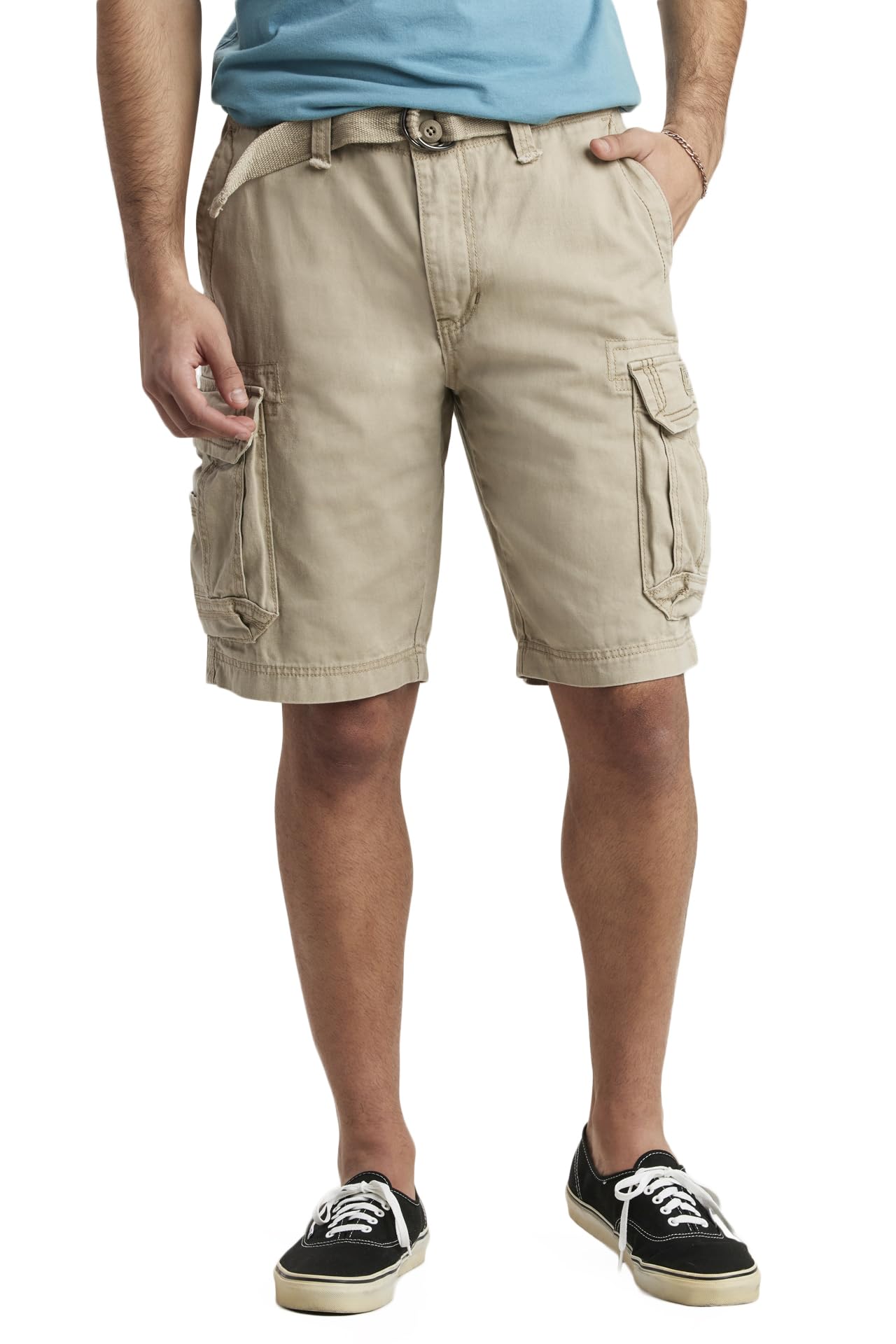 Unionbay Men's Survivor Belted Cargo Short, Desert, 36