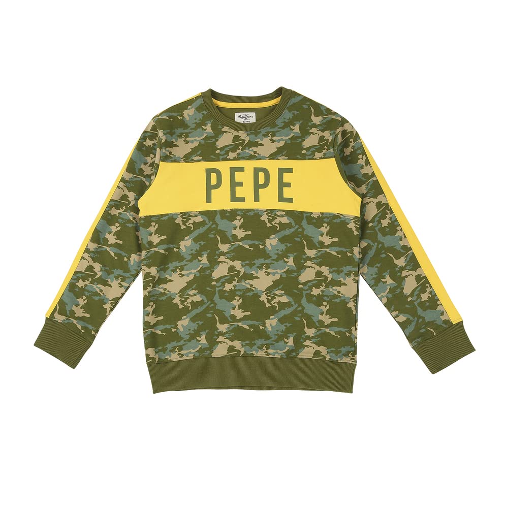 Pepe Jeans Boys Finnian Allover Printed Sweatshirt, Vineyard Green,12