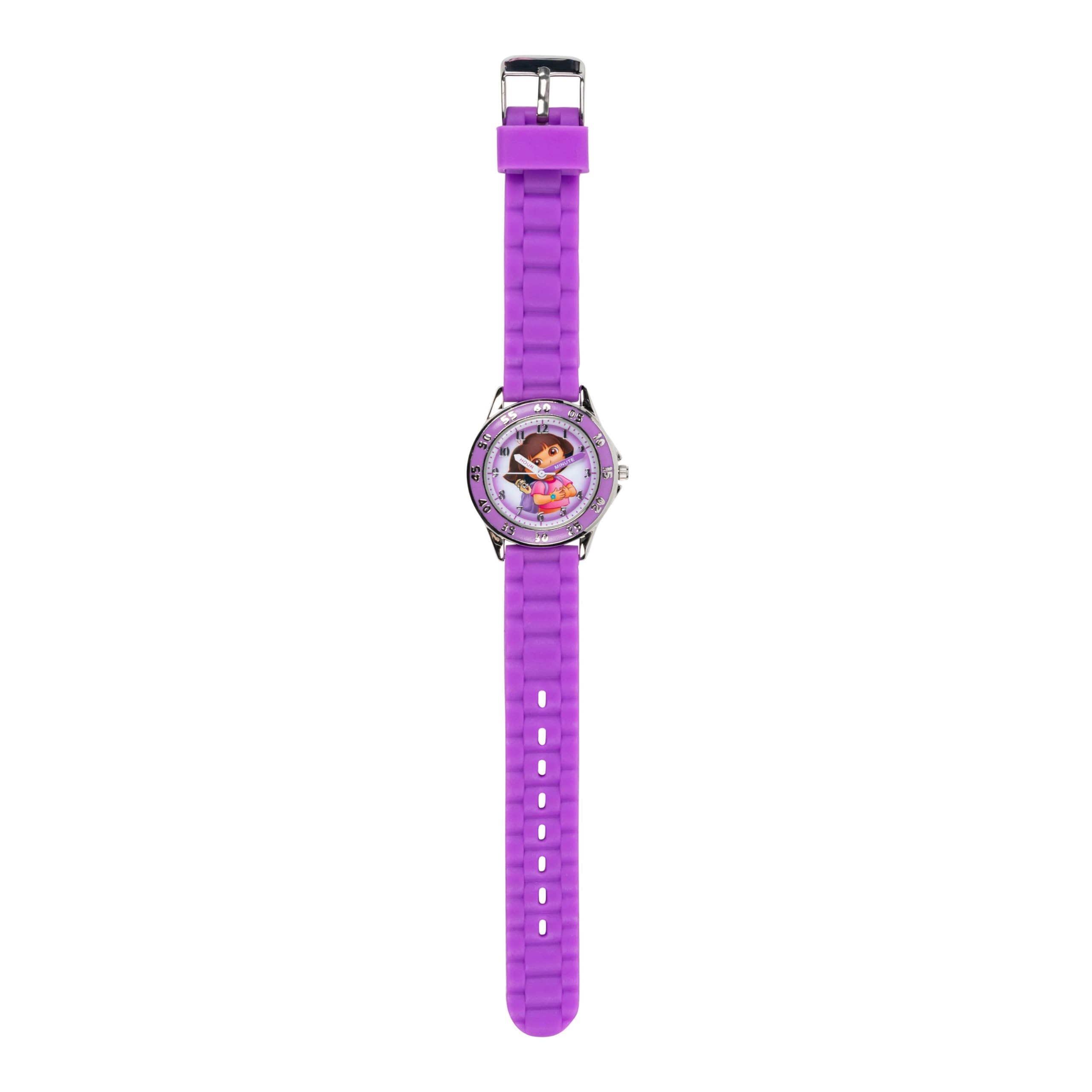 Dora the Explorer by Nickelodeon Analog Quartz Watch for Kids - Purple Time-Teaching Watch with Easy-Read Dial