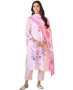 ANNI DESIGNER Womens Cotton Blend Printed Straight Kurta with Pant & Dupatta (Durjan Pink_XXL_Pink_XX-Large)