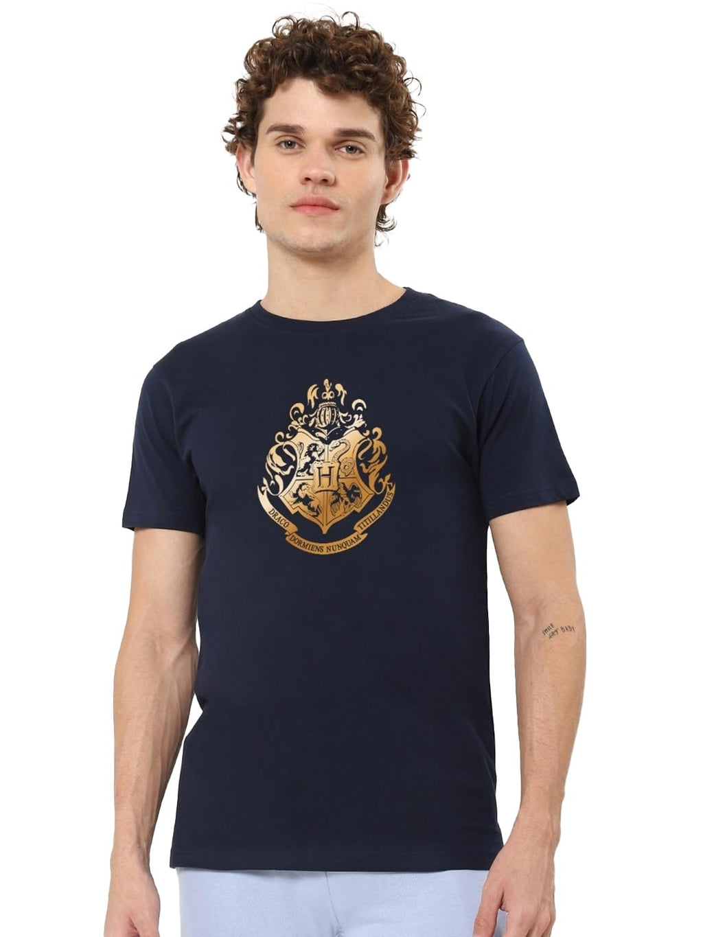 Bewakoof Official Harry Potter Merchandise Mens Graphic Printed Regular Fit T-Shirt_625229_Blue_S