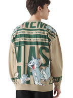 Bewakoof Official Tom & Jerry Merchandise Mens Graphic Printed Oversized Fit Full Sleeve Round Neck Polycotton Sweatshirt_64462