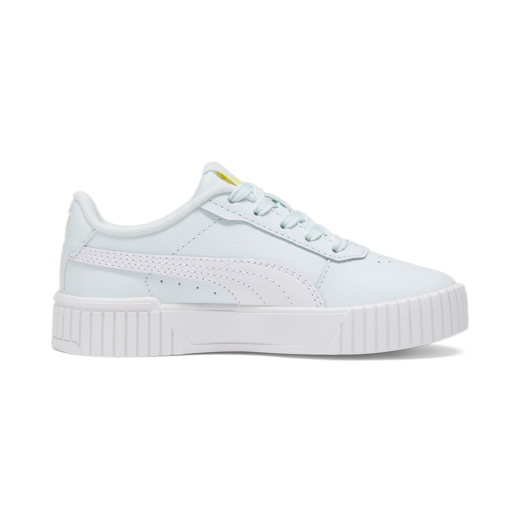 PUMA Carina Sneaker, Dewdrop White-Pel   Yellow, 2 US Unisex Little Kid
