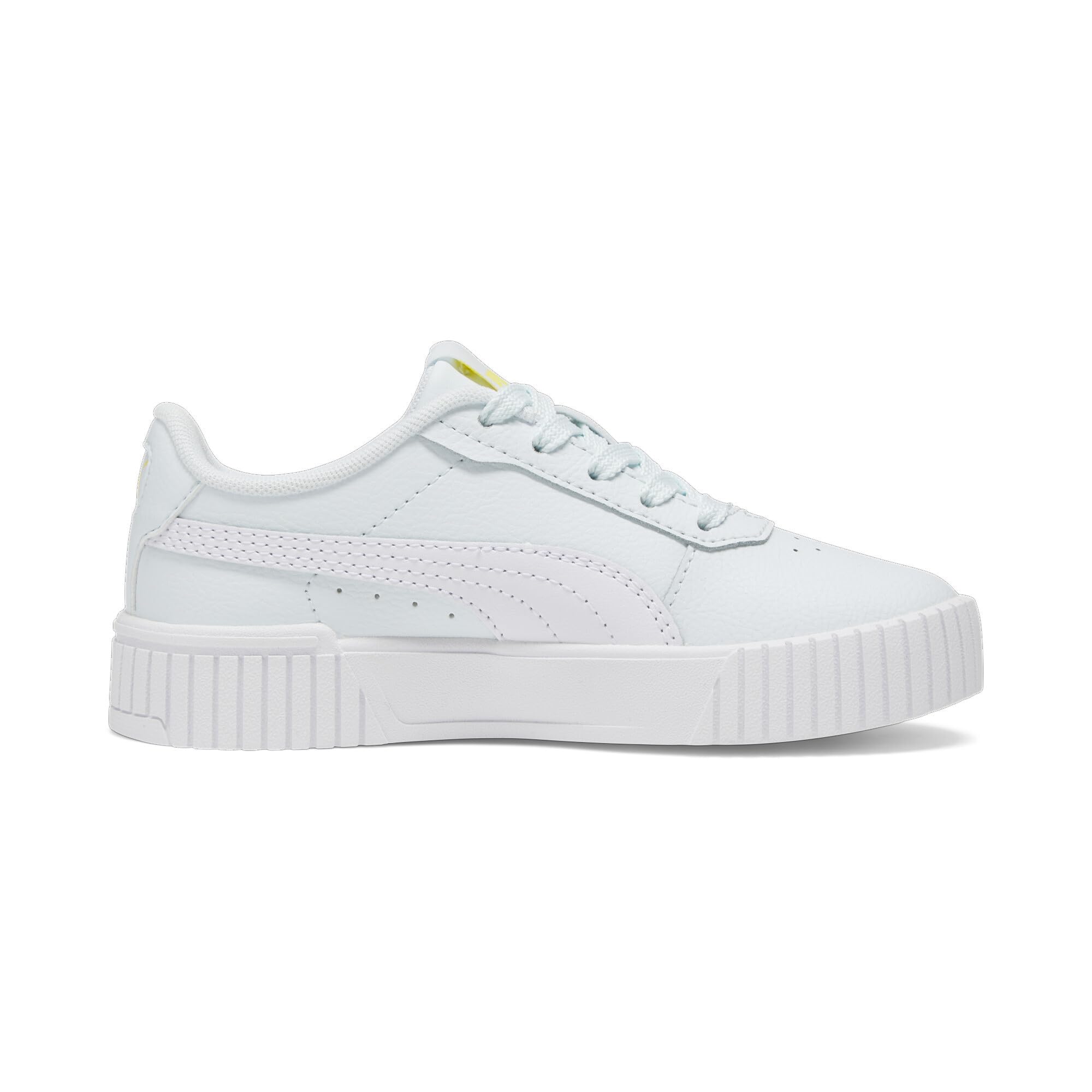 PUMA Carina Sneaker, Dewdrop White-Pel   Yellow, 2 US Unisex Little Kid