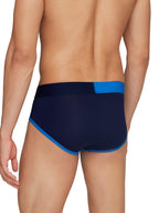 XYXX Mens Underwear Dualist IntelliSoft Antimicrobial Micro Modal Brief Pack of 3 (Brilliant Blue & Black Iris;Brilliant Blue &