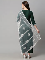 Gosriki Women'S Cotton Blend Kurta With Palazzo & Dupatta (Coin-Go_Green_X-Large)